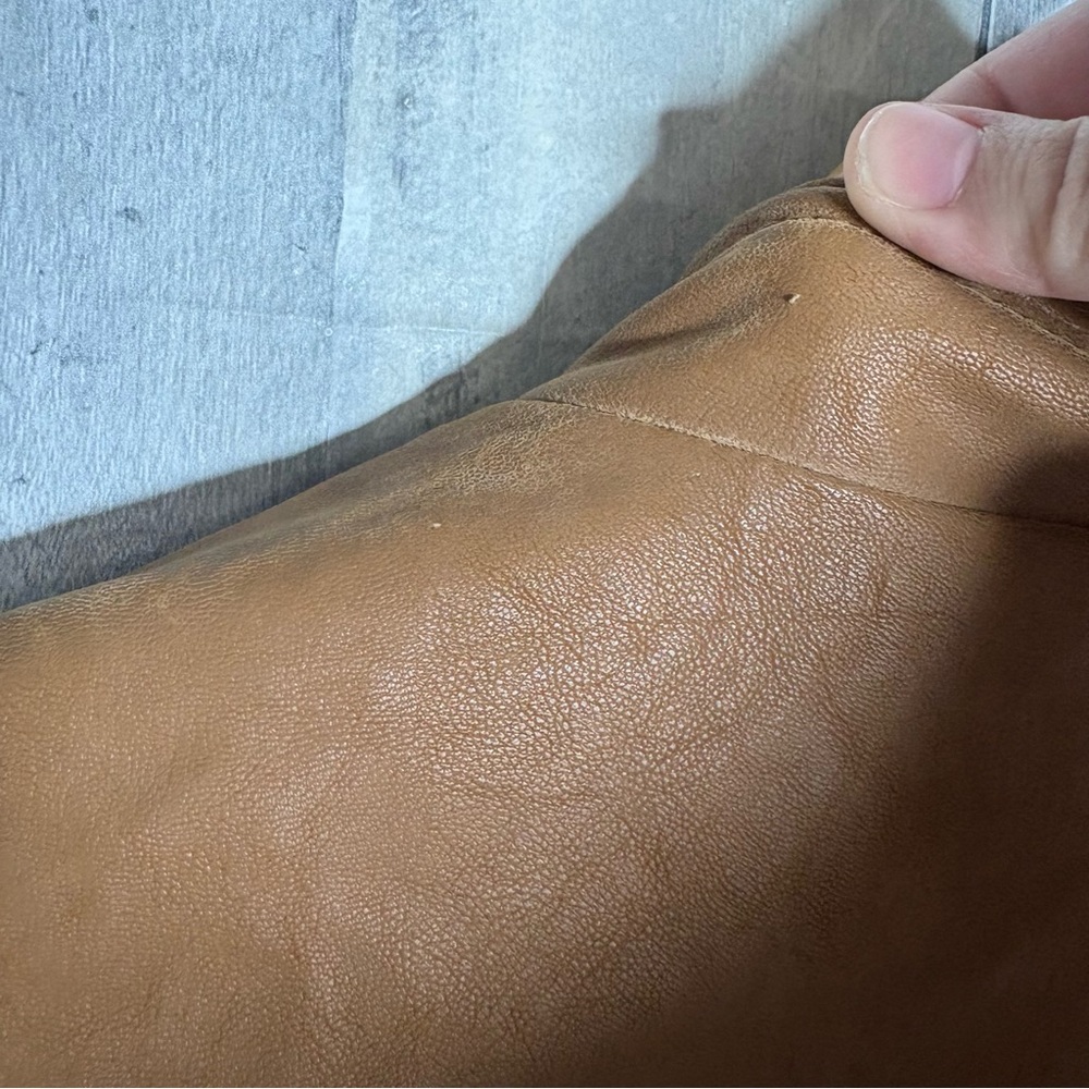Free People fenix faux Leather Motorcycle Jacket tan brown women’s size large - Picture 8 of 11